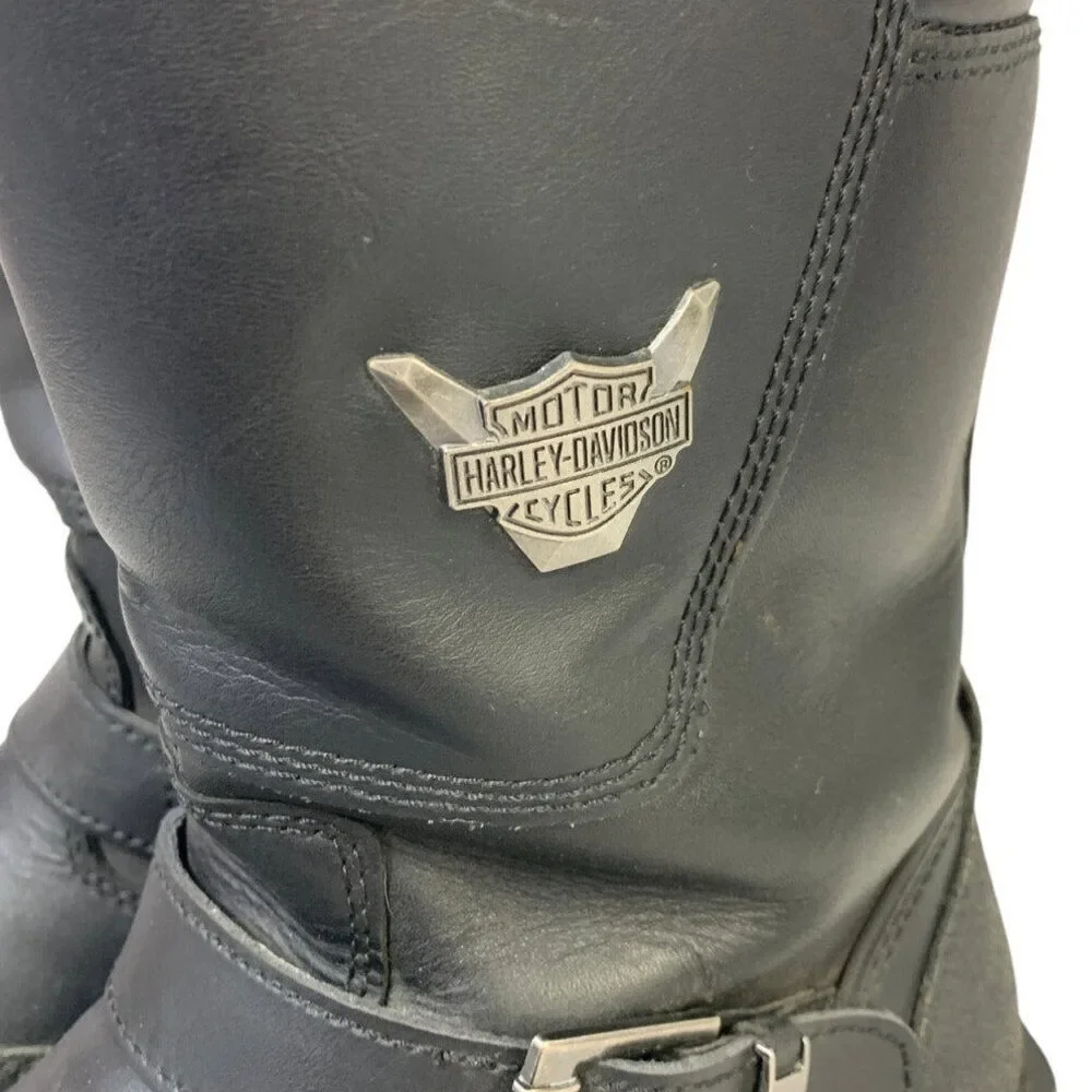 Harley Davidson Mens Size 11 Black Leather Motorcycle Side Zip Shift Boots